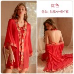 Guiruo Fun Lingerie Sexy Mesh Perspective Belly Pocket Outer Robe Antique Hanfu Ancient Costume Temptation Uniform Set 757