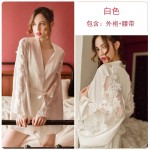 Guiruo Brand Cross border Sexy Lace Perspective Temptation Sling Sleeping Dress Outrobe Women's Home Furnishing Set Issued on behalf of 423