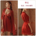 Guiruo Brand Sexy Long sleeved Nightgown Seduction Lace Suspended Nightgown Women's Home Furnishing Set One Piece Replacement 245