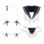 Guiruo Fun Lingerie Sexy Lace Perspective Temptation Three Point Low cut Student Suit Sailor Uniform Set 503