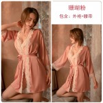 Guiruo brand sexy satin lace pajamas, women's suspender pajamas, tie up pajamas, home clothing set, hair on behalf of 893