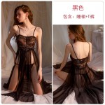 Guiruo Fun Lingerie Sexy Lace Perspective Attractive Comfortable Pure Desire Sling Sleeping Dress Outer Robe Uniform Set 2291