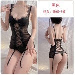 Guiruo Fun Lingerie Sexy Backless Attractive Perspective Small Chest Cushion Pajamas Cross Strap Uniform Set 1830