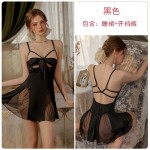 Guiruo Sexy Backless Temptation Steel Ring Gathering Bow Knot Leakage Breast Sling Sleeping Dress Outer Robe Home Suit Set 2359