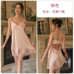 Guiruo Spring/Summer New Sexy Backless Eyelash Lace Women's Underwear Strap Sleepwear Home Fury Temptation Pjamas 89