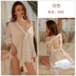 Guiruo Solid Color Sexy Boyfriend Style Shirt with Chinese Plate Buckle, Purely Desired Slit, Temptation Ice Home Fur Set 3303