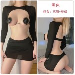 Guiruo Spring/Summer Fun Lingerie Sexy Dew Breast Temptation Tight Wrap Hip Short Skirt Bed No Take Off Uniform Set 043