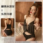 Original European and American Women's Sexy Deep V Satin Lace Hot Strap Shorts Home Suit Set by Guiruo Brand 19066