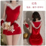 Guiruo Fun Lingerie with Hat Slim Fit Wrap Hip Skirt Sexy Slim Velvet Christmas Dress Uniform Fury Set 199023