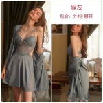 Guiruo Sexy Pajamas Solid Color Backless Temptation Chest Cushion Steel Ring Suspender Sleeping Dress Outer Robe Comfortable Home Set 2044