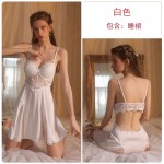 Guiruo Sexy Lace Steel Ring Gathering and Chest Cushion Pajama Outer Robe Open Back Suspended Sleeping Dress Home Suit Set 2668