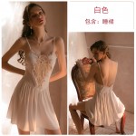 Guiruo brand's new waistband puffy skirt slimming pajamas lace embroidered suspender pajamas home suit 1251