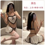 Guiruo Brand Fun Lingerie Sexy Love Belly Pocket Hollow Out No Take Off Pure Lust Style Maidservant Uniform Set 2765