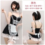 Guiruo Fun Lingerie Sexy Servant Dress Maid Uniform Role Playing Lace Deep V Hollow Set Issued on behalf of 612