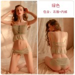 Guiruo Fun Lingerie Sexy Home Fur Two Piece Sleepwear Set Women's Sexy Perspective Temptation Set 315