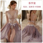 Guiruo Fun Underwear Pure Desire Lace Perspective Seduction One Piece Dress Lace up Half Skirt Women's Uniform Set 19691