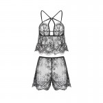 Guiruo Fun Underwear Mesh Open Back Hollow Top Lace Perspective Shorts Women's Two Piece Uniform Set 433