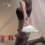 Guiruo Fun Lingerie Velvet Low Breast Sexy Bodysuit Sexy Open Crotch Rabbit Girl Christmas Set 1405