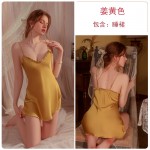 Guiruo High grade satin pajamas, suspender pajamas, female tie up outer robe, ice silk sweet home clothing set, issued on behalf of 2199