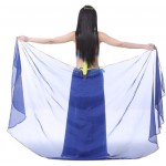 8.2 ft x 3.9 ft Light Weight Semicircle Chiffon Veil Belly Dance Scarf Blue Veil Scarf Shawls Trimed Gold Sequence