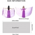 8.2 ft x 3.9 ft Light Weight Semicircle Chiffon Veil Belly Dance Scarf Blue Veil Scarf Shawls Trimed Gold Sequence