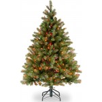 National Tree Company Pre-Lit &#39;Feel Real&#39; Artificial Full Downswept Christmas Tree, Green, Douglas Fir, Multicolor Lights, Includes Stand, 4.5 feet