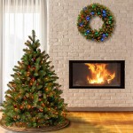 National Tree Company Pre-Lit &#39;Feel Real&#39; Artificial Full Downswept Christmas Tree, Green, Douglas Fir, Multicolor Lights, Includes Stand, 4.5 feet