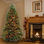 National Tree Company Pre-Lit Artificial Full Christmas Tree, Green, Dunhill Fir, Multicolor Lights, Includes Stand, 7.5 Feet