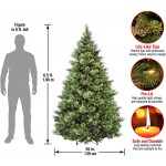 National Tree Company &#39;Feel Real&#39; Pre-lit Artificial Christmas Tree | Includes Pre-strung White Lights | Flocked with Cones | Carolina Pine - 6.5 ft