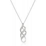 Sterling Silver Diamond Twist Pendant Necklace (1/10 cttw), 18&#34;