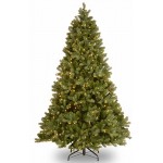 National Tree Company Pre-Lit &#39;Feel Real&#39; Artificial Full Downswept Christmas Tree, Green, Douglas Fir, White Lights, Includes Stand, 7.5 feet