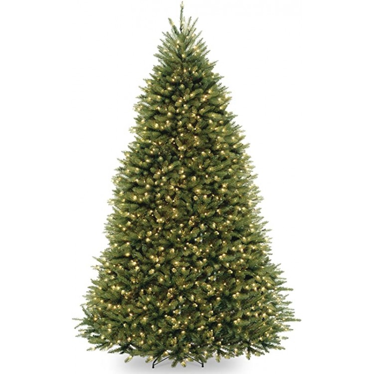 National Tree Company Pre-Lit Artificial Full Christmas Tree, Green, Dunhill Fir, White Lights, Includes Stand, 9 Feet