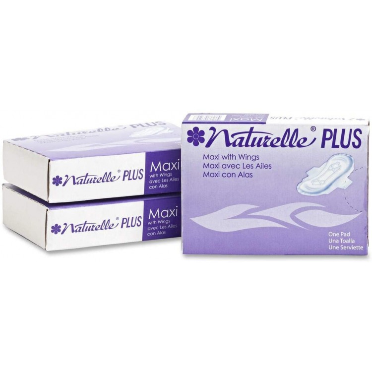 Naturelle Plus 25189973 Sanitary Napkins w/Wings, Dispenser Refill, 250/CT, White