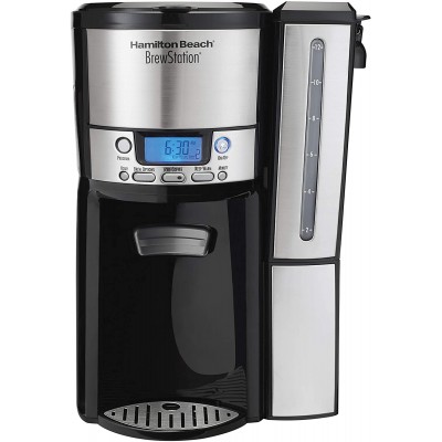 Hamilton Beach (47950) Coffee Maker with 12 Cup Capacity & Internal Storage Coffee Pot, Brewstation, Black/Stainless Steel