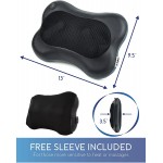 Zyllion Shiatsu Back and Neck Massager - Kneading Massage Pillow with Heat for Shoulders, Calf, Legs, Feet, Hands, Home, Office, Chair and Car - Black (ZMA-13-BK)