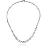 Platinum-Plated Sterling Silver Swarovski Zirconia Round-Cut Graduated Riviera Necklace