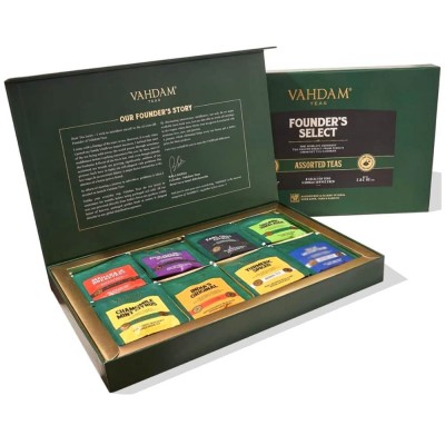 VAHDAM, Assorted Tea Bag Sampler - 8 Tea Flavors, 40 Tea Bags | Black Tea, Green Tea, Oolong Tea, Chai Tea, Herbal Tea | Best Holiday &amp; Christmas Gifts for Women &amp; Men | Christmas Tea Gift Box