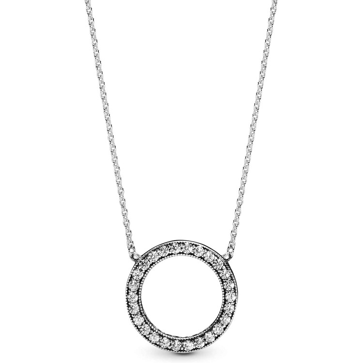 Pandora Jewelry Circle of Sparkle Cubic Zirconia Necklace in Sterling Silver, 17.7&#34;