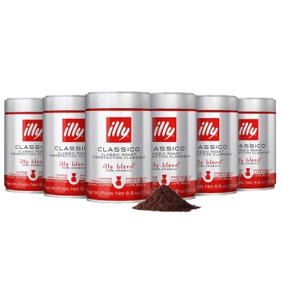 Illy Caffe Coffee - Ground Coffee - Medium Roast for Drip Coffeemakers - 8.8 oz - Case of 6