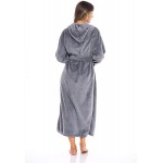 Alexander Del Rossa Women&#39;s Plush Fleece Robe with Hood, Long Warm Bathrobe