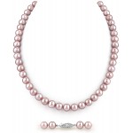 THE PEARL SOURCE AAA Quality Round Pink Freshwater Cultured Pearl Necklace for Women