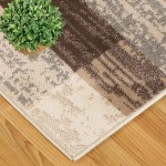 SUPERIOR Rockwood Modern Geometric Patchwork Polypropylene Indoor Area Rug or Runner with Jute Backing, 5&#39; X 8&#39;, Slate