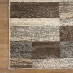 SUPERIOR Rockwood Modern Geometric Patchwork Polypropylene Indoor Area Rug or Runner with Jute Backing, 5&#39; X 8&#39;, Slate