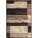 SUPERIOR Rockwood Modern Geometric Patchwork Polypropylene Indoor Area Rug or Runner with Jute Backing, 2&#39; X 3&#39;, Chocolate