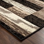 SUPERIOR Rockwood Modern Geometric Patchwork Polypropylene Indoor Area Rug or Runner with Jute Backing, 2&#39; X 3&#39;, Chocolate