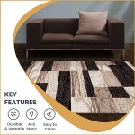 SUPERIOR Rockwood Modern Geometric Patchwork Polypropylene Indoor Area Rug or Runner with Jute Backing, 2&#39; X 3&#39;, Chocolate