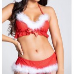 Yandy Christmas Jingle All The Way Lingerie Bra Set Red/White One Size Fit Most