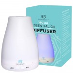 Aromatherapy Top 8 Essential Oil and Diffuser Gift Set - Peppermint, Tea Tree, Lavender &amp; Eucalyptus - Auto Shut-Off and 7 Color LED Lights - Therapeutic Grade Oils by Radha Beauty