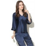 CLC Women&#39;s Pure Mulberry Silk Nightshirt Pajama Set Sleep Sets