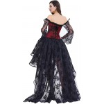 Kimring Women's Steampunk Victorian Off Shoulder Corset Top With High Low Skirt